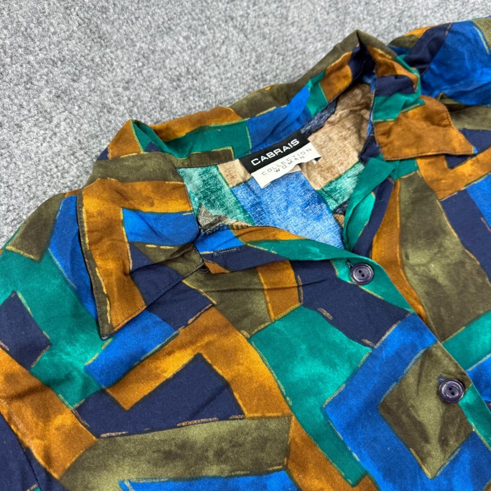 Cabrais Shirt 20W Multicolor Abstract Geometric Rayon Short Sleeve Top Womens